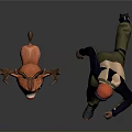 Running Scene With Runner In Red Goggles And Orange Deer