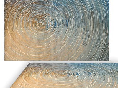 Square Rug With Blue And Brown Concentric Circle Textured Patterns For Home Decor 3d model