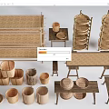Garden Decor Accessories With Wicker Shelves Baskets Trays And Stools