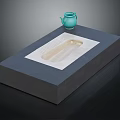 Minimalist Indoor Interior With Gray Stone Platform White Basin And Turquoise Teapot
