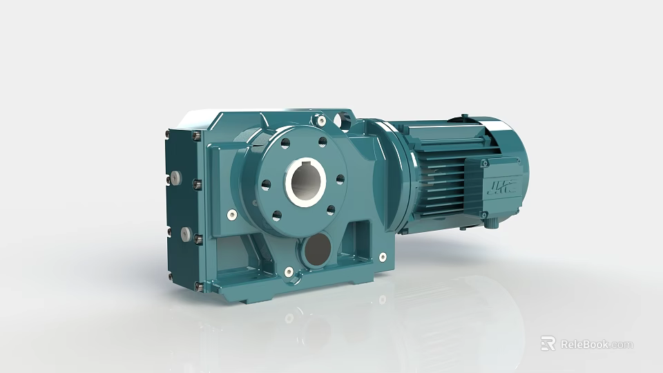 Green Industrial Gearbox Equipment With Motor And Precision Engineering Design 3d model 