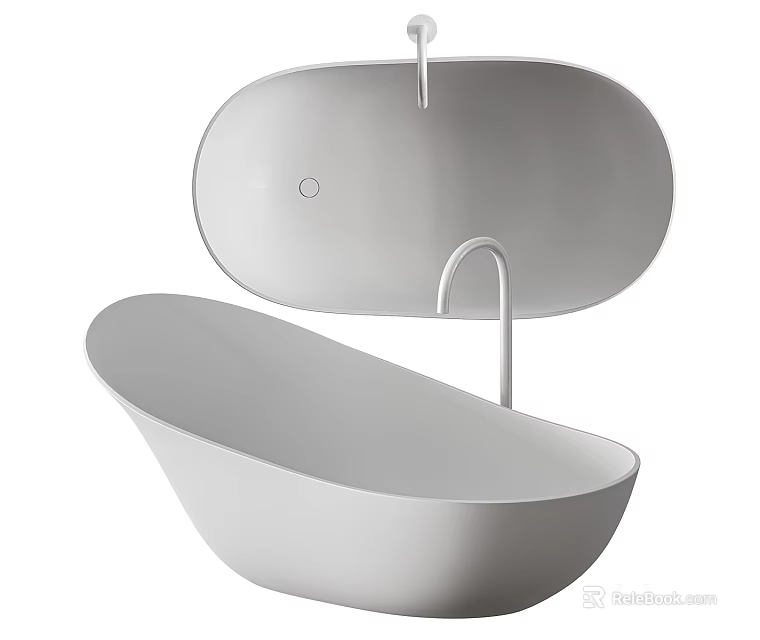 Modern Freestanding White Bathtub with Sleek Surface and Contemporary Minimalist Design 3d model 