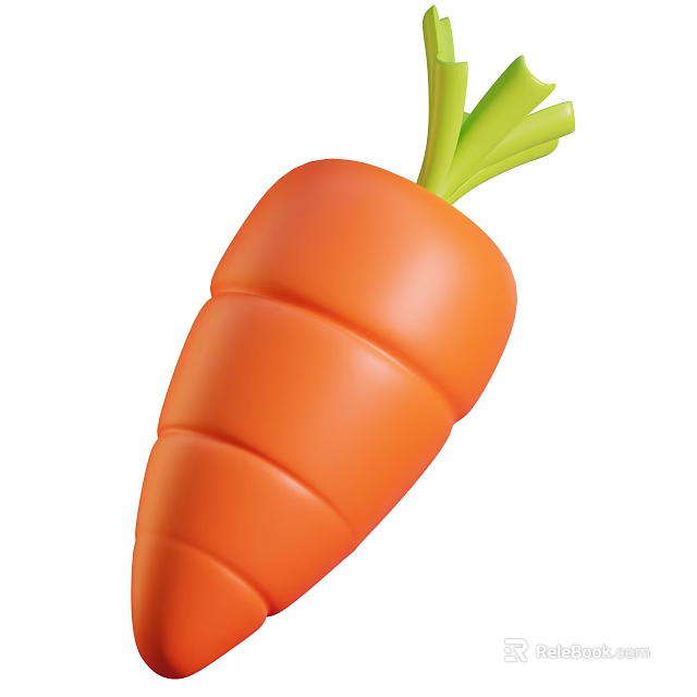 Fresh Vibrant Orange Carrot with Green Leaves as Nutritious Vegetable Option 3d model 