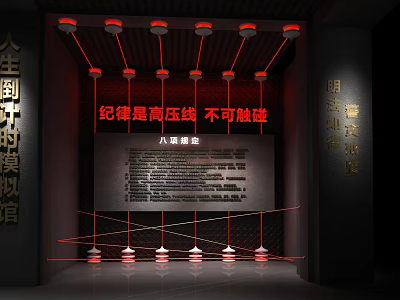Discipline Education Exhibition Hall Featuring High Voltage Line And Eight Point Regulation 3d model