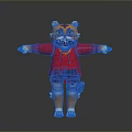 Cartoon Tiger Character In Red Hoodie Jeans With Open Arms Yellow Eyes Small Bag