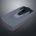 Sleek Gray Electronic Device Featuring Black Component And Mesh Design In Rectangular Shape