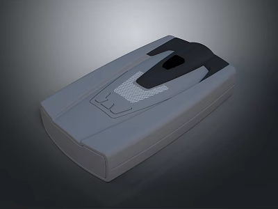 Sleek Gray Electronic Device Featuring Black Component And Mesh Design In Rectangular Shape 3d model