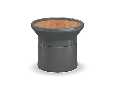 Modern Round Side Table With Wooden Top And Gray Base Design 3d model
