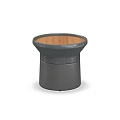Modern Round Side Table With Wooden Top And Gray Base Design