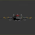 Sci Fi Spaceship Model With Red Blue Yellow Accents Futuristic Mechanical Design And Wing Structure