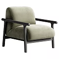 Modern Single Sofa With Light Green Upholstery And Dark Wood Armrests