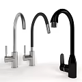 Modern Kitchen Faucets In Silver And Black With Curved Design And Sleek Finish