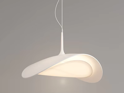 Modern Curved White Pendant Light with Sleek Design and Soft Illumination 3d model