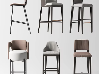 Modern Bar Stools With Various Designs Comfortable Seats And Metal Frames 3d model