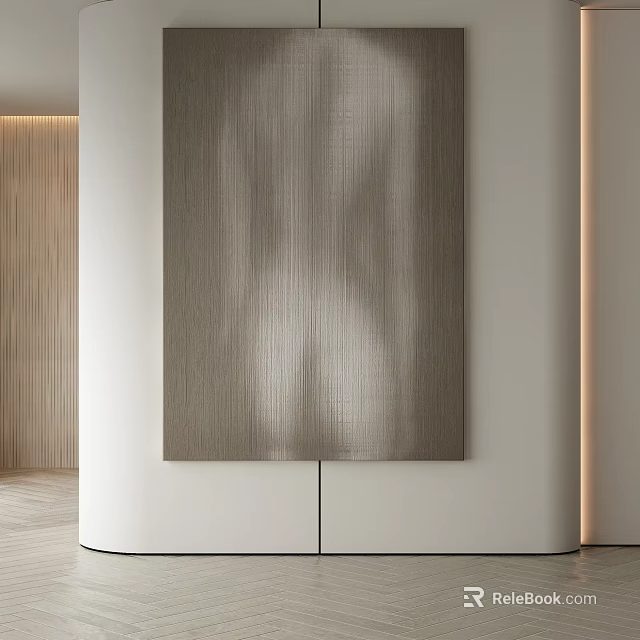Abstract Painting In Beige Tone With Light Shadow Effect For Modern Wall Interior Decor 3d model 