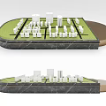 Display Shelves With Modern Design Marble Edge And White Product Models On Green Base