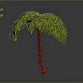 Realistic Palm Tree With Green Leaves And Red Trunk 3d model