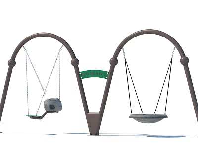 Outdoor Garden Decorative Ornaments With Dual Arched Frames And Hanging Swing Seats 3d model