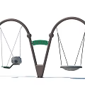 Outdoor Garden Decorative Ornaments With Dual Arched Frames And Hanging Swing Seats