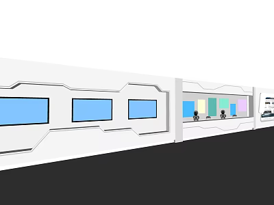 Modern White Display Shelves With Multiple Windows And Colorful Items In Retail 3d model
