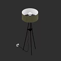 Modern Floor Lamp With White Shade Green Fabric And Black Tripod Stand