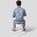 Realistic Characters Modern Characters Men's Background Characters Static Characters Sitting Posture Office Phone Asian Men White Collar 3d model