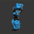 Blue And Black Robot With Glowing Blue Parts And Mechanical Structure