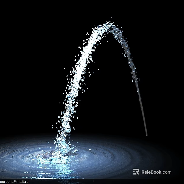 Garden Ornament Featuring White Particle Arched Flow With Water Ripples On Black Background 3d model 