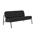 Modern Black Leather Three Seater Sofa With Metal Frame Design 3d model