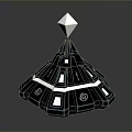 Futuristic Cosmic Spacecraft Structure With Purple Diamond Top And Blue Tech Design