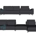 Modern Sectional Sofa Set With Gray Upholstery Decorative Pillows And Throw Blanket 3d model