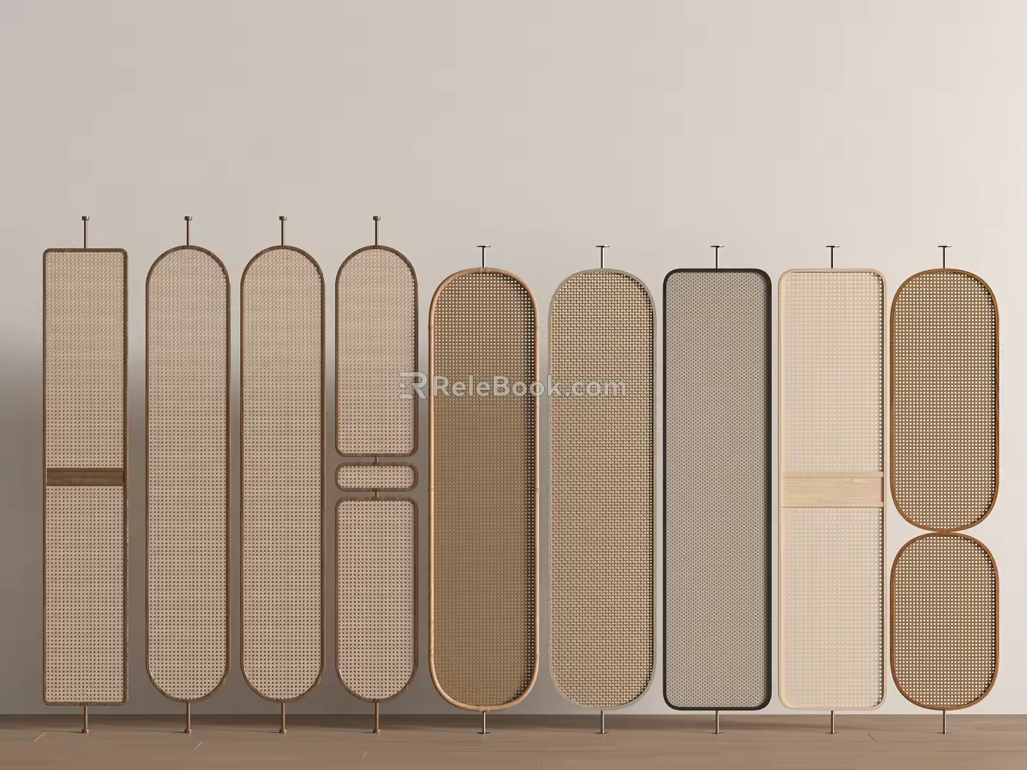 Modern rattan screen partition 3d model