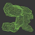 Rough Textured Natural Stone Material with Green Moss Organic Shape and Earthy Appearance Design