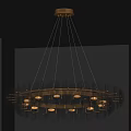 Elegant Modern Glass Chandelier With Circular Petal Design Hanging From Ceiling