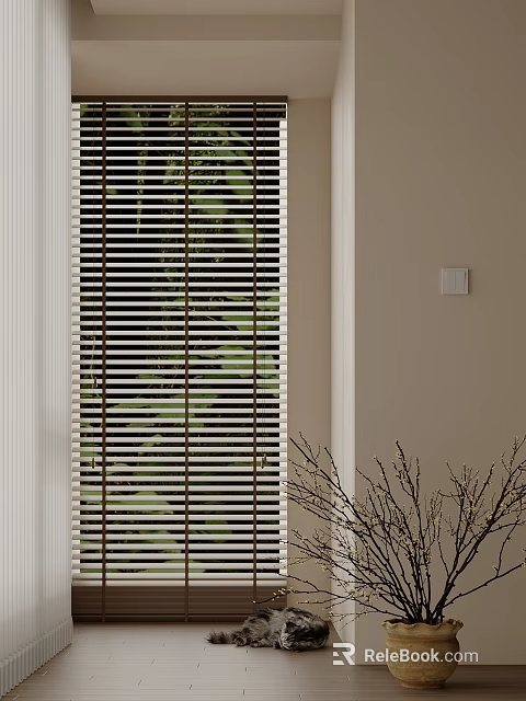 Walk In Closet With Blinds And Plant Decor 3d model 