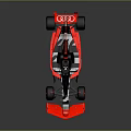 Silver and Red Formula 1 Race Car With Streamlined Body and Large Wheels