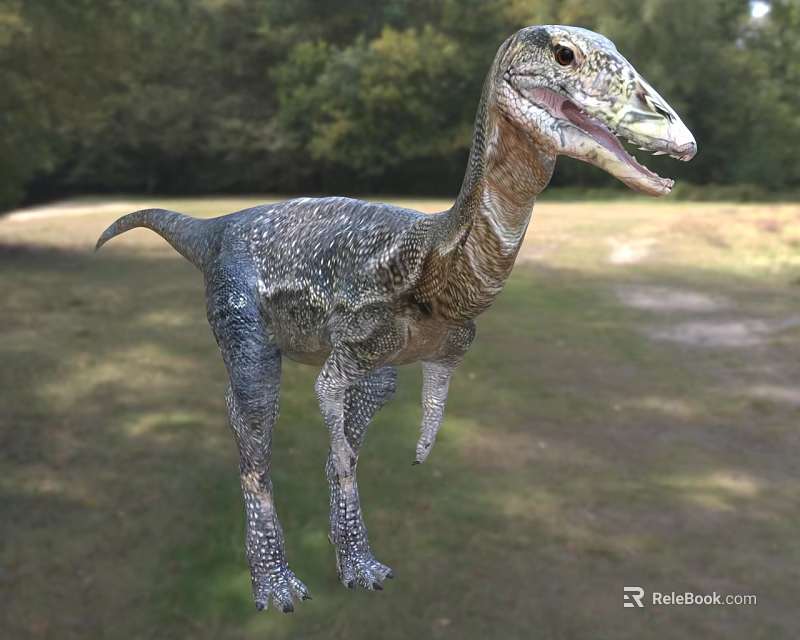 Realistic Reptile Dinosaur With Scaly Skin Standing In Grassland Forest Background 3d model 