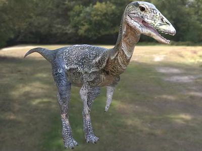 Realistic Reptile Dinosaur With Scaly Skin Standing In Grassland Forest Background 3d model