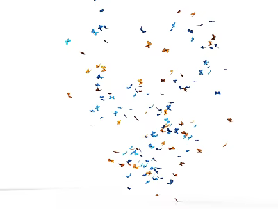 Colorful Bird Silhouettes Scattered Artistically On White Background Design 3d model