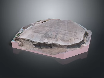 Scenic Rocky Landscape Model Featuring Natural Texture Green Vegetation And Pink Base 3d model