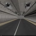 Tunnel Interior Structure With Concrete Walls Road Surface And Ceiling Grilles 3d model