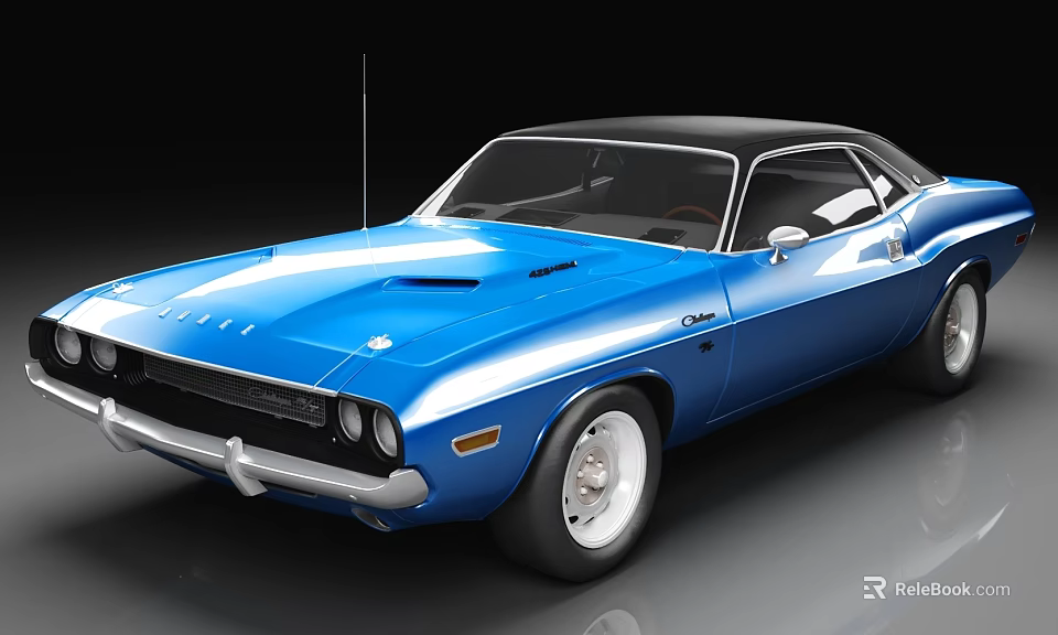 Blue Classic Sports Car With Black Roof Sleek Design And White Wheels 3d model 