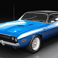 Blue Classic Sports Car With Black Roof Sleek Design And White Wheels