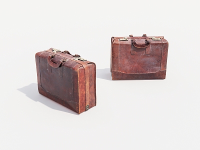 Bags Old Leather Luggage Old Items 3d model