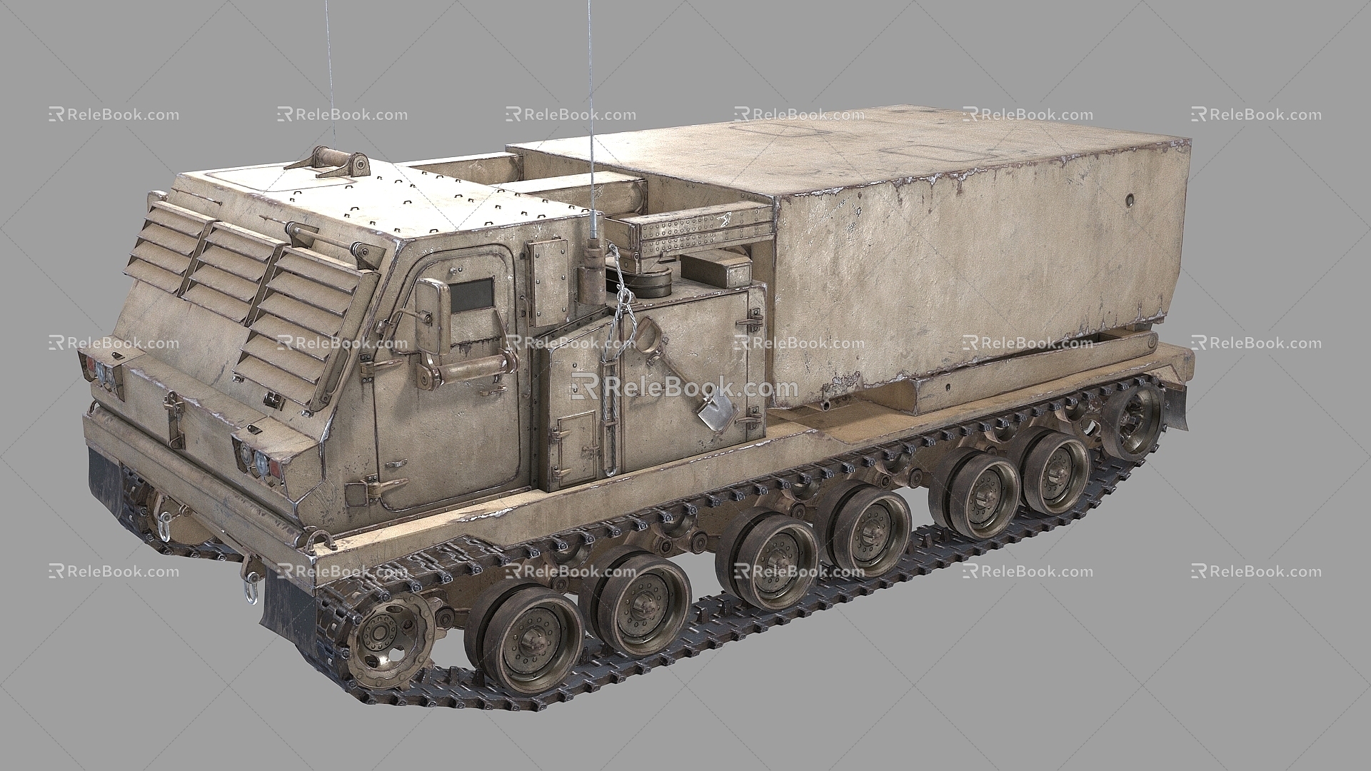 The imaginary enemy PBR American M270 MLRS self-propelled multiple rocket launcher 3d model