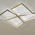 Four Square Ceiling Lights With Golden Frame White Shade Modern Design For Home Interior