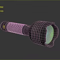 Black Handheld Flashlight With Textured Grip Large Head And Yellow Accents