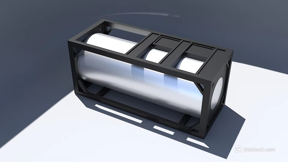 Industrial Storage Equipment With Black Metal Frame And Cylindrical Storage Compartments 3d model 