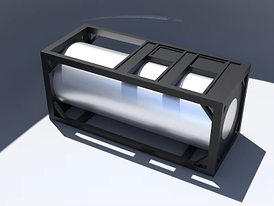 Industrial Storage Equipment With Black Metal Frame And Cylindrical Storage Compartments 3d model