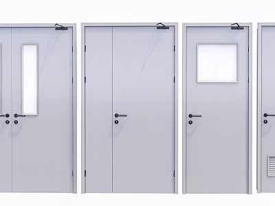 Modern White Doors In Various Styles With Glass Windows And Vent Details 3d model